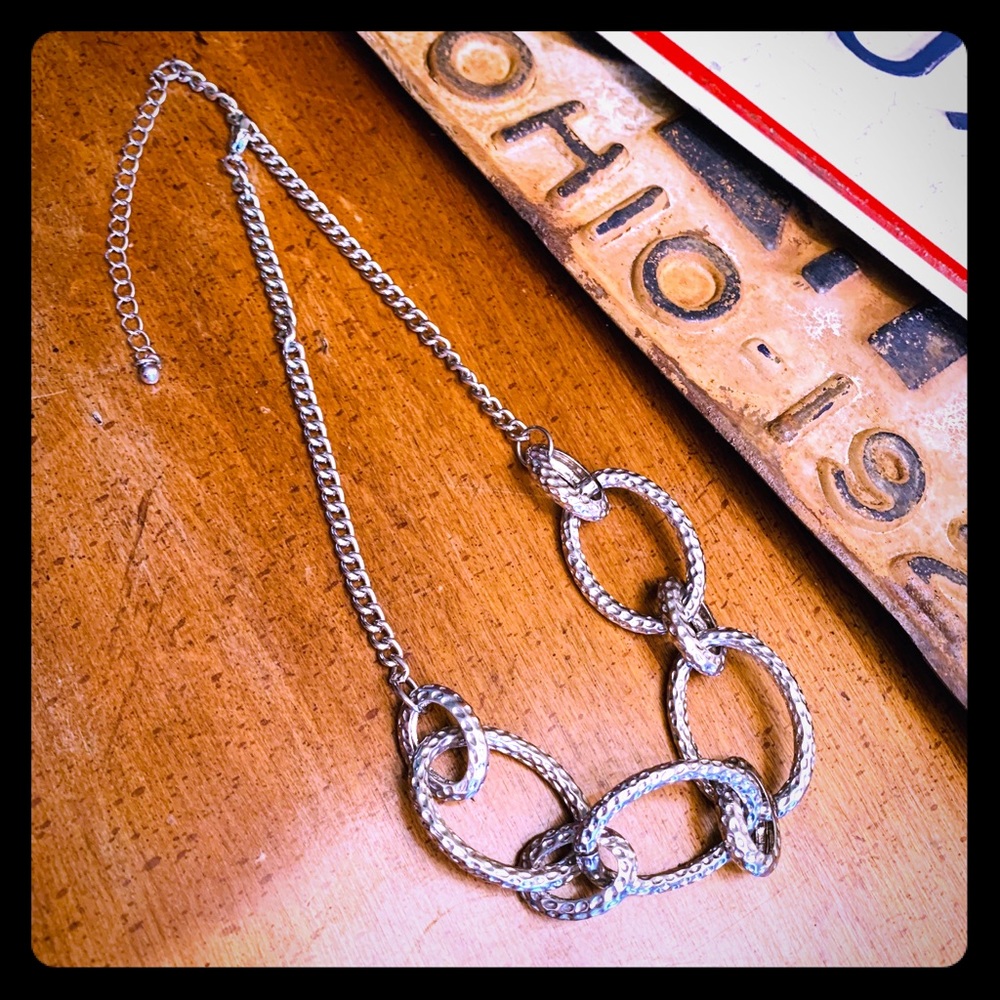 🏆BOGO 🏆 Silver Lg loops fun adj necklace length